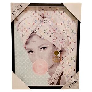 Oliver Art Audrey Hepburn Louis Vuitton Design Bubblegum Framed Art